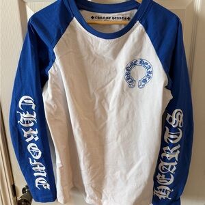 Chrome Hearts Blue and White Long Sleeve Shirt